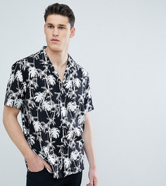 Свободная рубашка с гавайским принтом ASOS DESIGN Тall - Черный