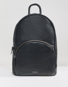 Черный кожаный рюкзак с логотипом ASOS DESIGN - Черный