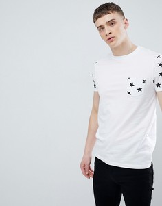 Футболка с принтом звезд на рукавах и кармане ASOS DESIGN - Белый