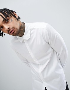 Узкая сатиновая рубашка с плиссировкой ASOS DESIGN - Белый