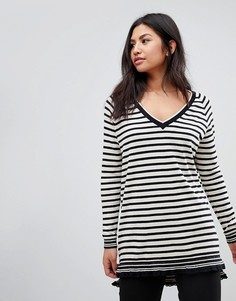 Длинный джемпер в полоску с добавлением шерсти Maison Scotch - Черный