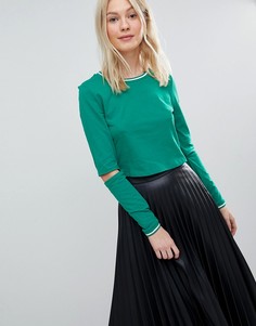Кроп-топ в спортивном стиле с вырезами на рукавах Vero Moda - Зеленый