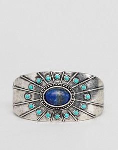 Серебристый массивный браслет-манжета с камнями ASOS DESIGN - Серебряный
