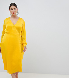 Жаккардовое платье на пуговицах ASOS DESIGN Curve - Желтый