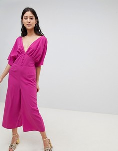 Комбинезон с рукавами кимоно и пуговицами ASOS DESIGN - Фиолетовый