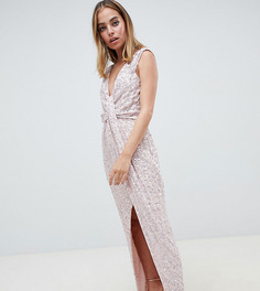 Платье макси с декоративной отделкой и драпировкой ASOS DESIGN Petite - Мульти