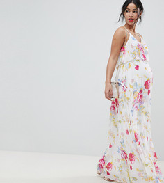 Плиссированное платье макси с цветочным принтом ASOS DESIGN Maternity - Мульти