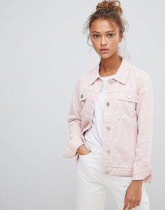 Розовая джинсовая куртка с вышивкой волка Waven - Розовый