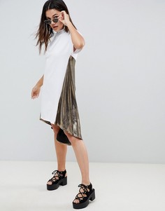 Платье-футболка с удлиненной вставкой металлик на спине ASOS DESIGN - Мульти