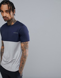 Футболка из быстросохнущей ткани с контрастной вставкой ASOS 4505 - Синий