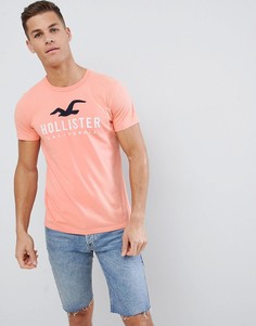 приталенная рубашка с большим логотипом Hollister Iconic - Розовый
