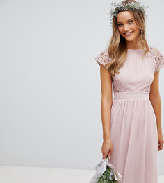 Платье макси с открытой спиной и кружевной отделкой TFNC Bridesmaid - Коричневый