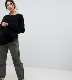 Брюки-карго цвета хаки с посадкой под животом ASOS DESIGN Maternity - Зеленый