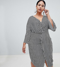 Платье миди в полоску Missguided Plus - Черный