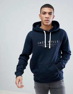 Темно-синий худи без застежки с принтом Jack Wills Batsford - Темно-синий