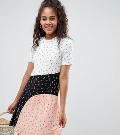 Платье-футболка колор блок с цветочным принтом ASOS DESIGN Tall - Мульти