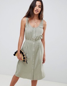 Повседневное платье миди с кнопками ASOS DESIGN - Зеленый