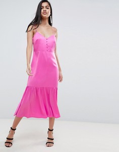 Атласное платье-комбинация миди ASOS DESIGN - Розовый