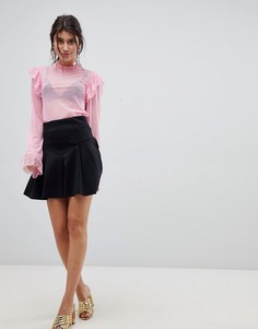 Короткая расклешенная юбка со складками ASOS DESIGN - Черный