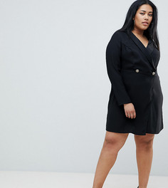Платье мини с золотистыми пуговицами ASOS DESIGN Curve - Черный