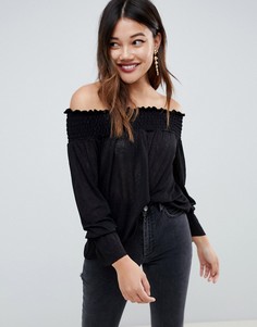 Топ с открытыми плечами и сборками ASOS DESIGN - Черный