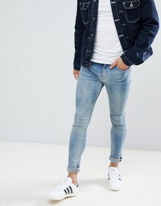Выбеленные синие супероблегающие джинсы New Look - Синий