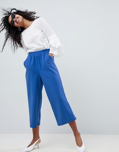 Укороченные брюки прямого кроя из трикотажного крепа ASOS DESIGN - Темно-синий
