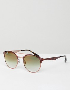 Круглые солнцезащитные очки с двойной планкой Ray-Ban - Коричневый