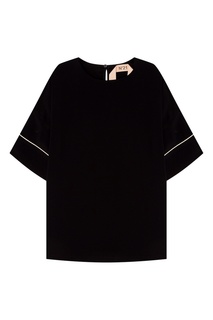 Черная полушелковая блузка No.21