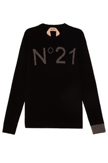 Черный шерстяной джемпер с логотипом No.21