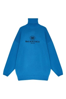 Голубой свитер из шерсти и кашемира Balenciaga