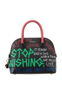 Черная сумка с ярким принтом Ville Graffiti Top Handle S Balenciaga