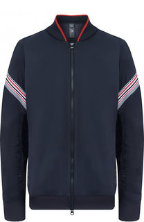 Однотонный бомбер с декоративными вставками Adidas by Stella McCartney