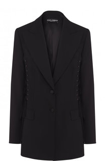 Однотонный шерстяной жакет со шнуровкой Dolce &amp; Gabbana