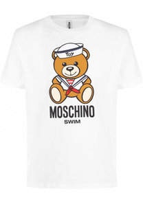 Хлопковая футболка с принтом Moschino