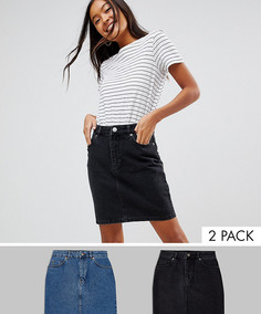 2 выбеленные джинсовые юбки с завышенной талией ASOS DESIGN - Скидка 16 - Мульти