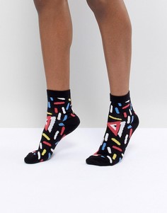 Носки с принтом в стиле 80-х ASOS DESIGN - Черный