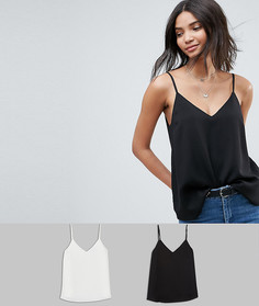 Набор из 2 свободных двухслойных топов на бретельках ASOS DESIGN - Мульти