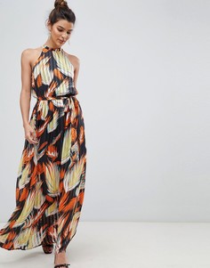 Платье макси халтер с тропическим принтом Y.A.S - Мульти