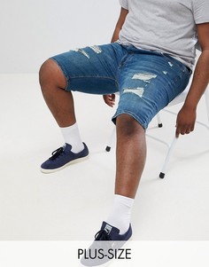Синие джинсовые шорты скинни с рваной отделкой River Island Big &amp; Tall - Синий