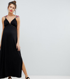 Платье макси с аппликацией ASOS DESIGN Maternity - Черный