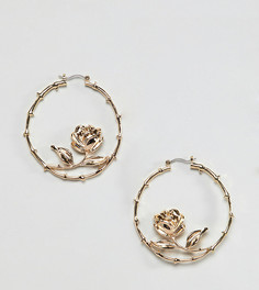 Серьги-кольца с розами Reclaimed Vintage - Золотой