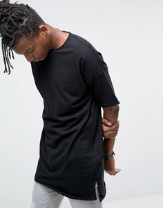 Черная удлиненная футболка River Island - Черный