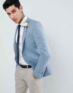 Синий супероблегающий блейзер с добавлением шерсти ASOS DESIGN Wedding - Синий