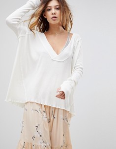 Топ oversize с V-образным вырезом Free People Ocean View - Кремовый