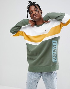 Свободный зеленый свитшот колор блок Tommy Jeans - Зеленый