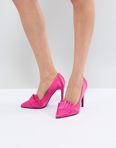 Ярко-розовые туфли на каблуке с оборками Lost Ink - Розовый