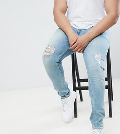Синие джинсы скинни с рваной отделкой ASOS DESIGN Plus - Синий