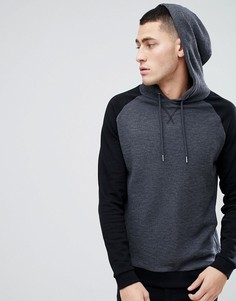 Худи с вафельной фактурой и контрастными рукавами реглан ASOS DESIGN - Черный