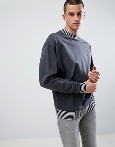 Выбеленная свободная толстовка с кантом ASOS DESIGN - Черный